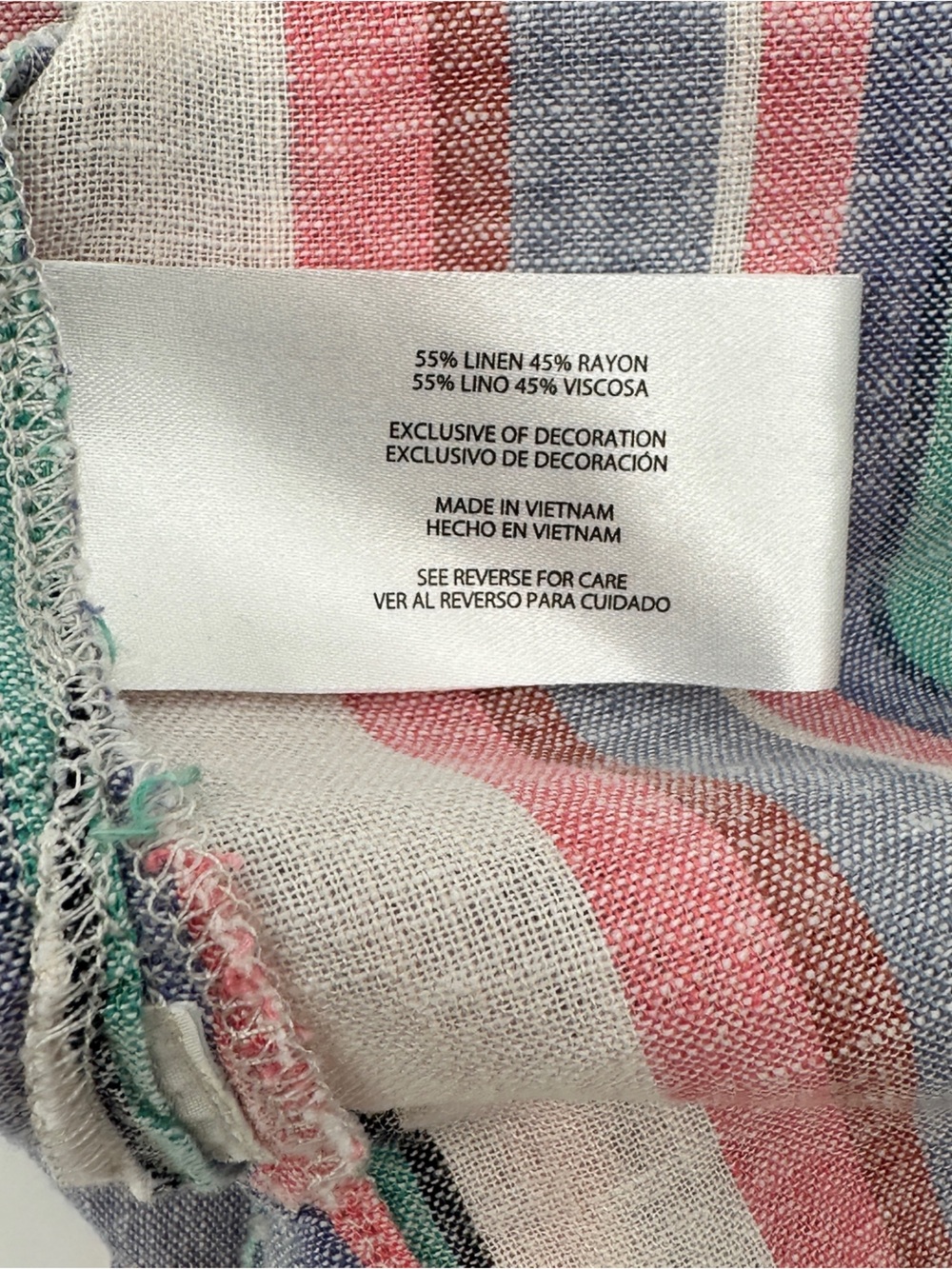 Orvis Linen Blend Striped Button Front Top XXL Pink Blue Dolman Sleeve Coastal - Picture 8 of 10